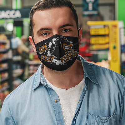 Alternative view of Six Feet People Rottweiler Washable Reusable Custom - Funny Rottweiler Printed Cloth Face Mask Cover