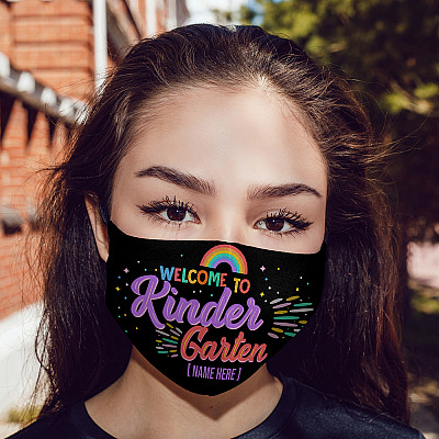 Alternative view of Personalized Welcome To Kindergarten - Funny Face Mask For Teacher - Washable Reusable Custom – Printed Cloth Face Mask Cover