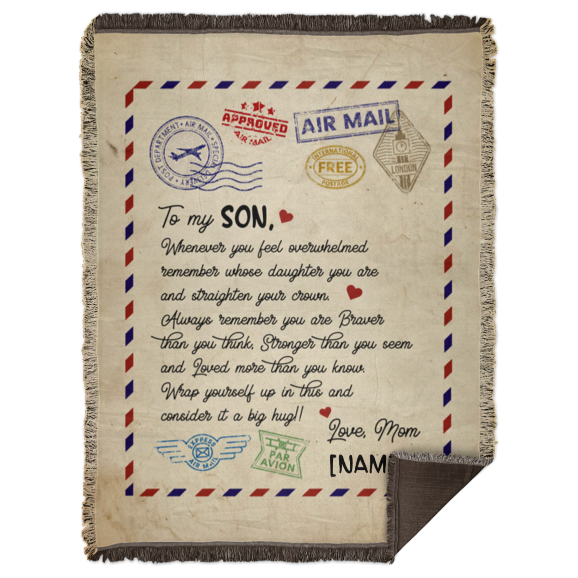 To My Son Blanket Personalized From Mom To My Son Letter Fleece