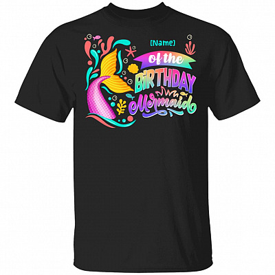 Mermaid Birthday Shirt - Family Matching Shirts - Mermaid Squad Shirt - Mermaid Personalized T Shirt, Black, Unisex T-Shirt