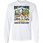 Dogs And Camping Make Me Happy Humans Make My Head Hurt Hoodie - Sweatshirt - Long Sleeve, White, Long Sleeve