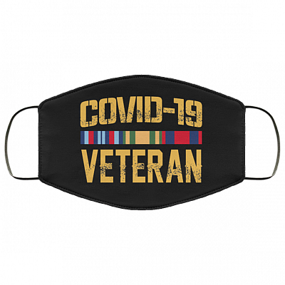 Covid-19 Veteran - Social Distance Funny Washable Reusable Custom – Printed Cloth Face Mask Cover, Black, Cloth Face Cover