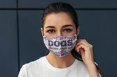 Alternative view of Dogs Because People Sucks Washable Reusable Custom - Printed Cloth Face Mask Cover - Dog Lover Gifts