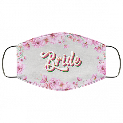 Bride Floral Washable Reusable Custom - Printed Cloth Face Mask Cover, White, Cloth Face Cover