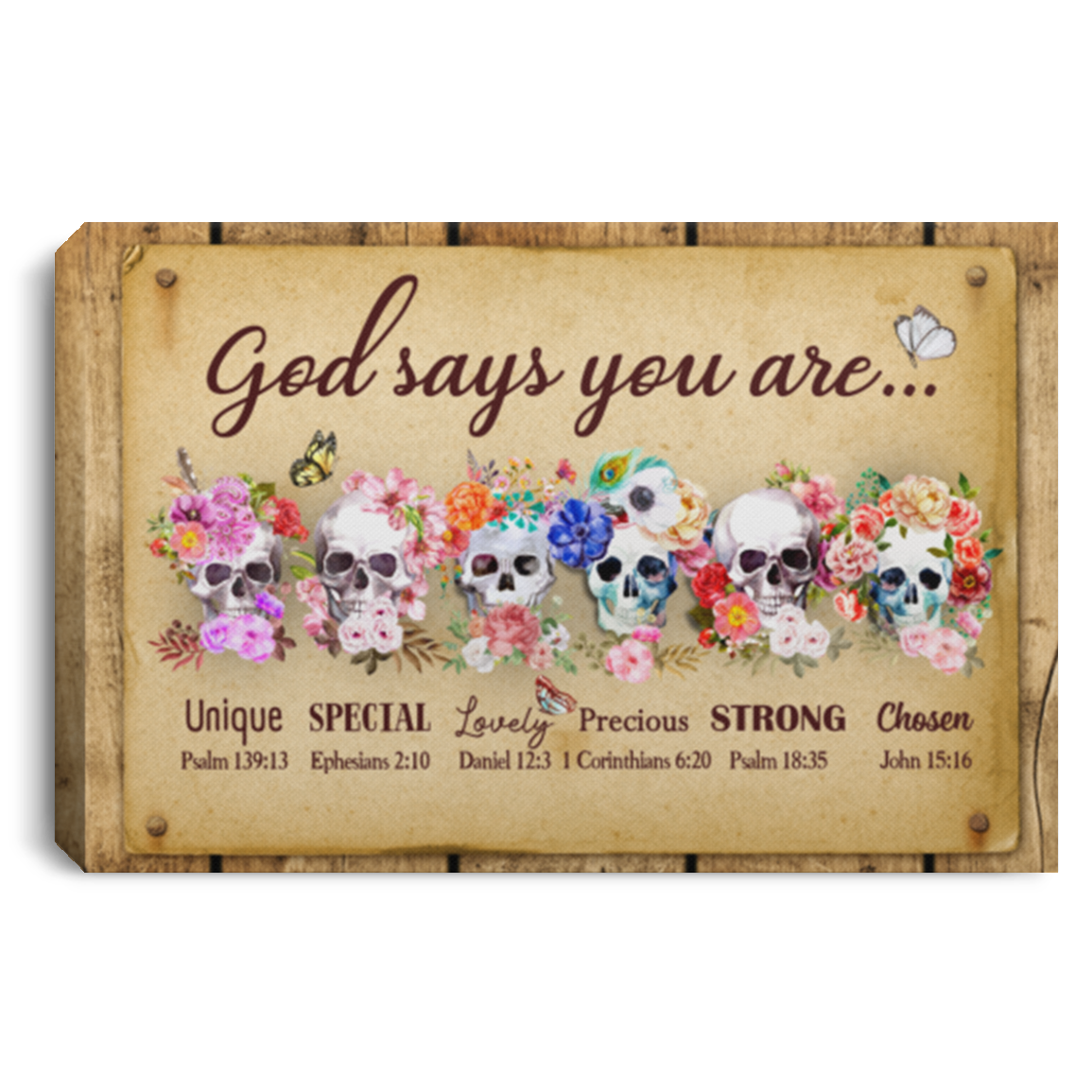 God Says You Are Unique Special Lovely Strong Framed Canvas Print – Unframed Poster – Skull Canvas Print, White, 0.75'' Framed Canvas