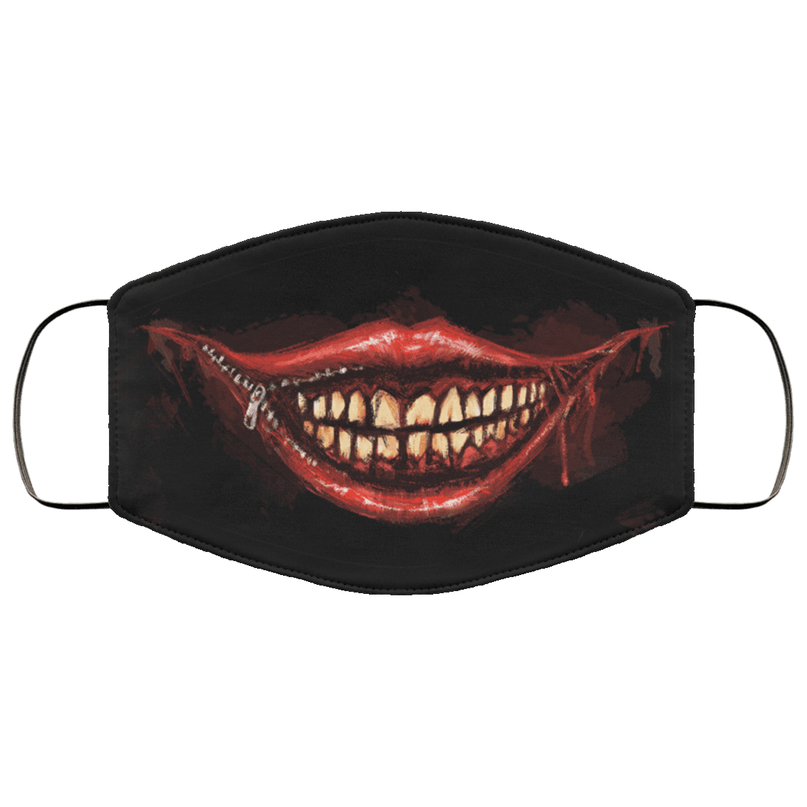 Scary Face Mask - Halloween Washable Reusable Custom – Printed Cloth Face Mask Cover - Evil Smile Face Mask, White, Cloth Face Mask