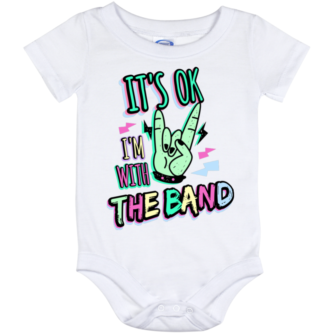 It Is Ok I'm With The Band Bright Baby Onesie - Toddler Baby Infant Bodysuit, White, Baby Onesie - 12 Month