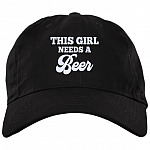 This Girl Needs A Beer Twill Cap - High-Profile Snapback Hat - Trucker Hat - Beer Lover Hat, Black, Brushed Twill Dad Cap