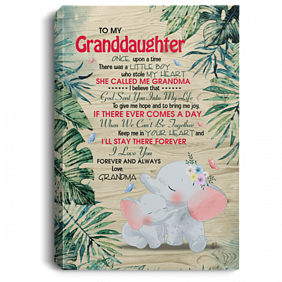 Grandma To My Granddaughter ONCE Upon a Time THERE WAS A LITTLE Girl WHO STOLE My Heart Framed Canvas - Unframed Poster, White, 0.75'' Framed Canvas