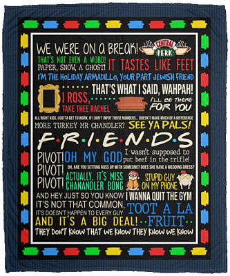 Friends TVShow Blanket Fleece Blanket - Sherpa Blanket - Woven Blanket - Couch Throw Blankets For Sofa, White, Cozy Plush Fleece Blanket - 50x60