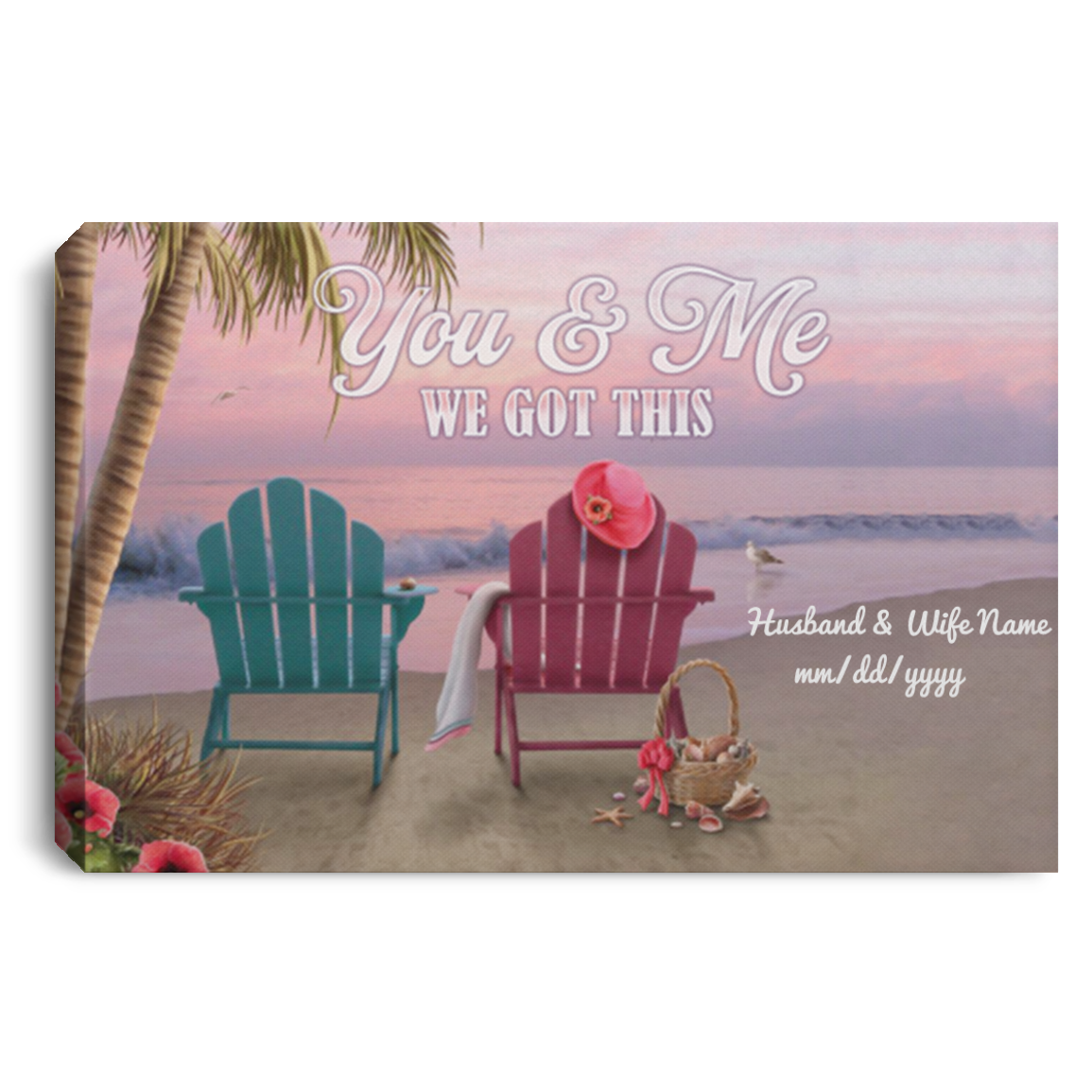You & Me We Got This Beach Canvas, White, 0.75'' Framed Canvas