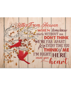 When Tomorrow Starts Without Me I'm Right Here Inside Your Heart Wrapped Framed Canvas Prints-Unframed Poster, White, 0.75'' Framed Canvas