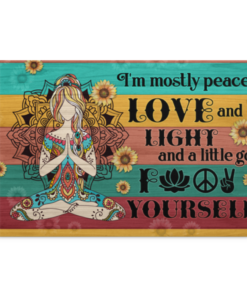 I'm Mostly Peace Love And Light A Little Go Fuck Yourself Wrapped Framed Canvas - Unframed Poster, White, 0.75'' Framed Canvas