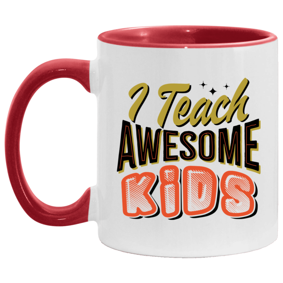 I Teach Awesome Kids Quarantine Teacher 2020 Ceramic Accent Mug - Colored Coffee Mug, White/Red, 11 oz. Accent Mug