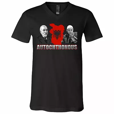 Autochthonous Albania Flag Proud History T-shirt - V-neck, Black, V-Neck T-Shirt