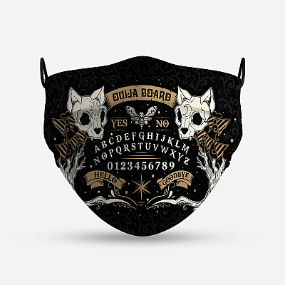 Alternative view of Oiuja Board Mask - Washable Reusable Custom – Printed Cloth Face Mask Cover