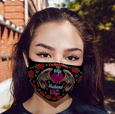 Alternative view of I'm Not A Widow I'm A Wife To A Husband With Wings Washable Reusable Custom - Printed Cloth Face Mask Cover