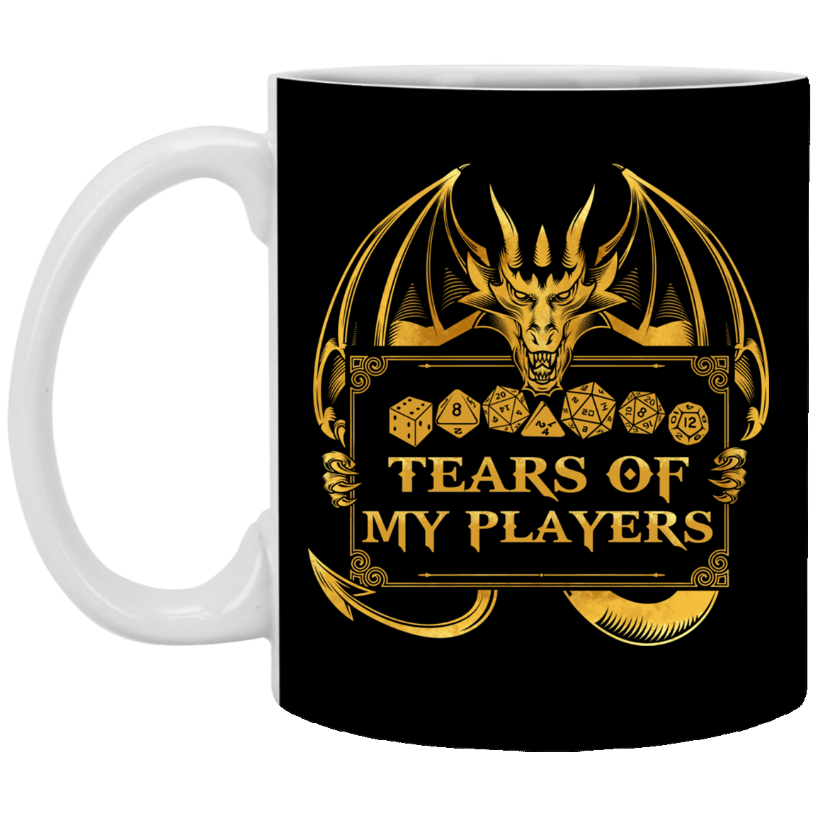 Tears Of My Players Ceramic Coffee Mug - Beer Stein -Water Bottle - Funny D&D Gaming Mug, Black, 11 oz. White Mug
