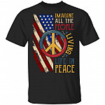 Imagine All The People Living Life In Peace T-Shirt, Black, Unisex T-Shirt Imagine All The People Living Life In Peace T-Shirt, Black, Unisex T-Shirt