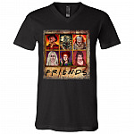 Funny Friends Halloween Horror Prison Scary Movie Characters Gift T-Shirt - V Neck, Black, V-Neck T-Shirt
