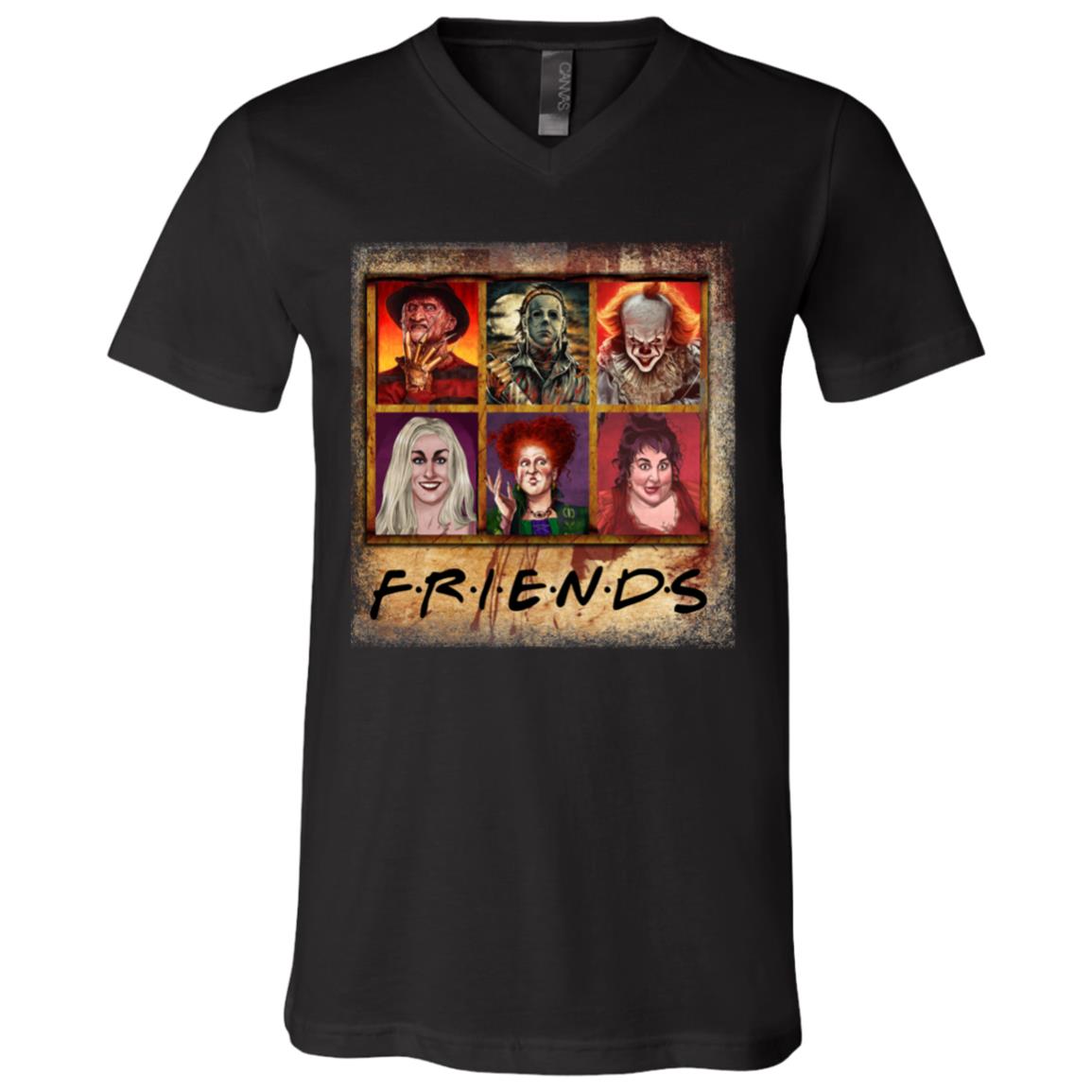 Funny Friends Halloween Horror Prison Scary Movie Characters Gift T-Shirt - V Neck, Black, V-Neck T-Shirt