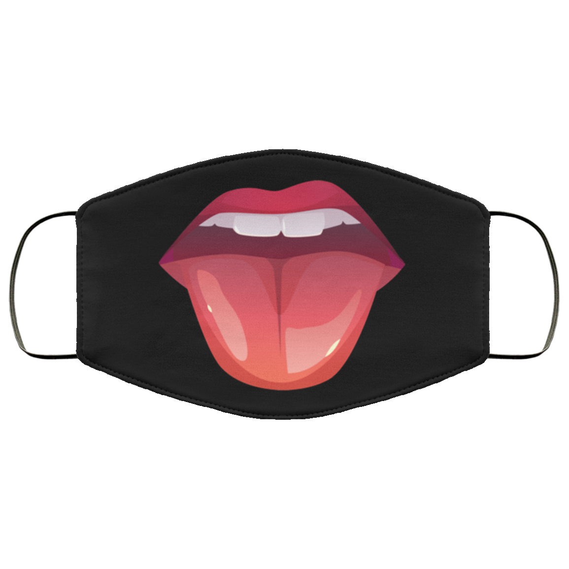 Giant Lips - Funny Mask - Washable Reusable Custom – Printed Cloth Face Mask Cover, Black, Cloth Face Mask