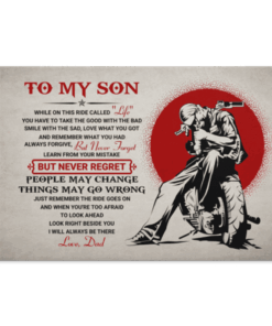 To My Son While On This Ride Called Life You Have To Take The Good Biker Framed Canvas Prints - Unframed Poster, White, 0.75'' Framed Canvas