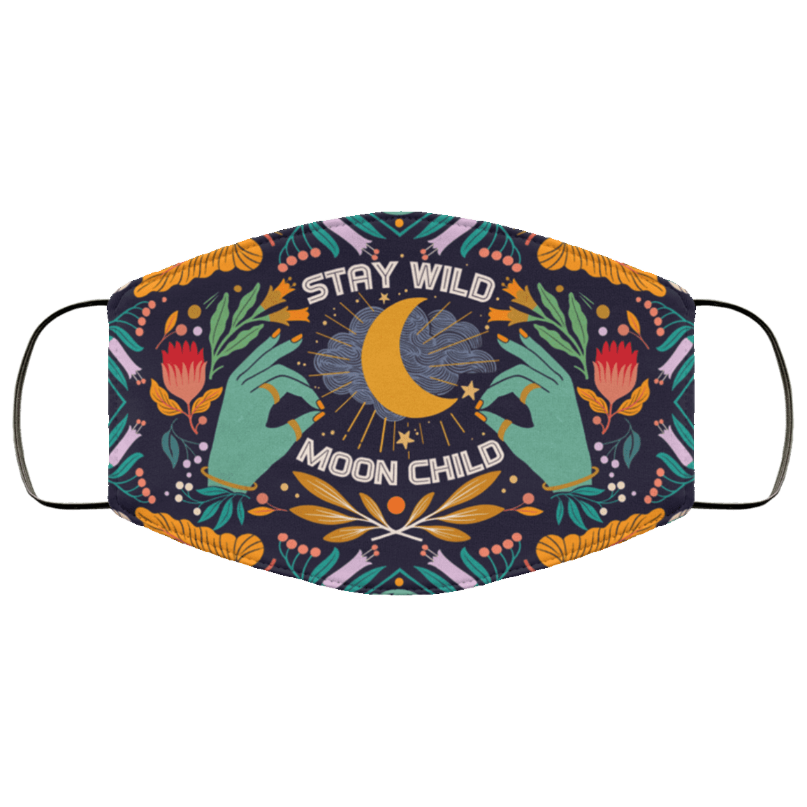 Stay Wild Moon Child Washable Reusable Custom - Printed Cloth Face Mask Cover, White, Cloth Face Cover