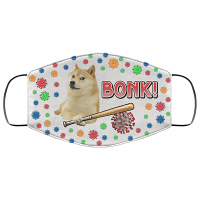 Doge Hit Corona Virus Funny Washable Reusable Custom - Printed Cloth Face Mask Cover, White, Cloth Face Cover