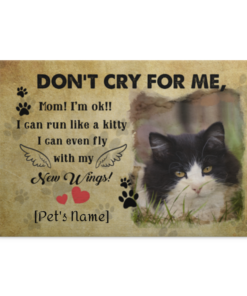 Personalized Don't Cry For Me Mom I'm Ok I Can Run Like A Kitty Tuxedo Cat Framed Canvas Prints - Unframed Poster, White, 0.75'' Framed Canvas