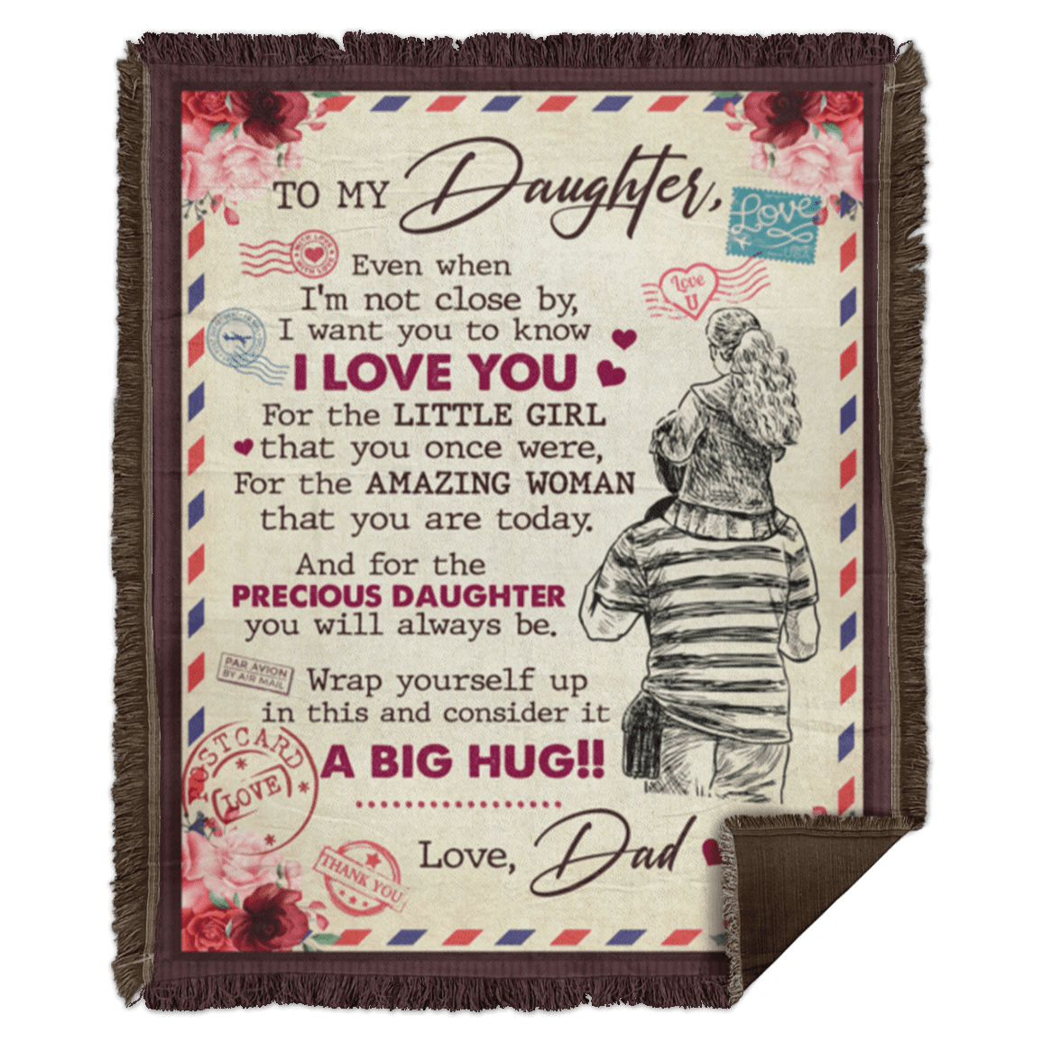 Daughter Letter Blanket To My Daughter Even When I'm Not Close By