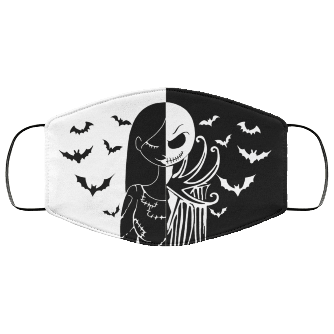 Jack Skellington and Sally The Nightmare Before Christmas Washable Reusable Custom - Printed Cloth Face Mask Cover, White, Cloth Face Cover