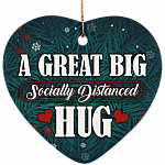 A Great Big Socially Distanced Hug Heart Porcelain Ceramic Ornament Keepsake, White, Ceramic Heart Ornament