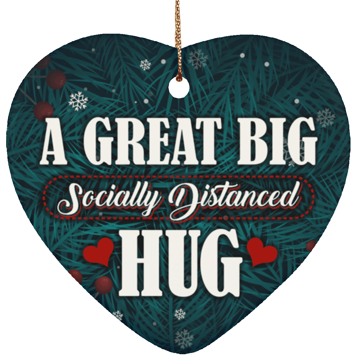 A Great Big Socially Distanced Hug Heart Porcelain Ceramic Ornament Keepsake, White, Ceramic Heart Ornament