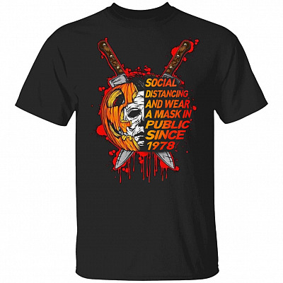 Michael Social Distancing and Wearing Face Mask Since 1978 - Funny Halloween T-Shirt, Black, Unisex T-Shirt