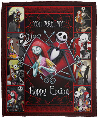 Nightmare You Are My Happy Ending - Christmas Couple Gifts Fleece Blanket - Premium Sherpa Blanket, White, Cozy Plush Fleece Blanket - 50x60