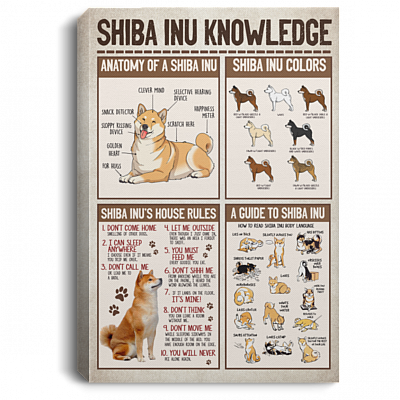 Shiba Inu Knowledge Anatomy Of A Shiba Gallery Wrapped Framed Canvas Prints - Unframed Poster, White, 0.75'' Framed Canvas