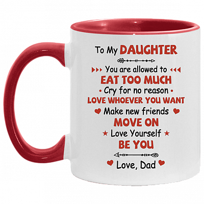 Love Yourself and Be You Love Dad Accent Mug, White/Red, 11 oz. Accent Mug