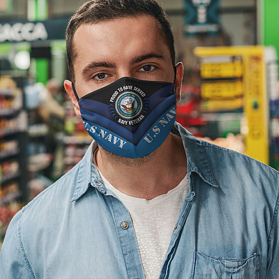 Alternative view of Proud To Have Served Navy Veteran US Navy Washable Reusable Custom - Printed Cloth Face Mask Cover