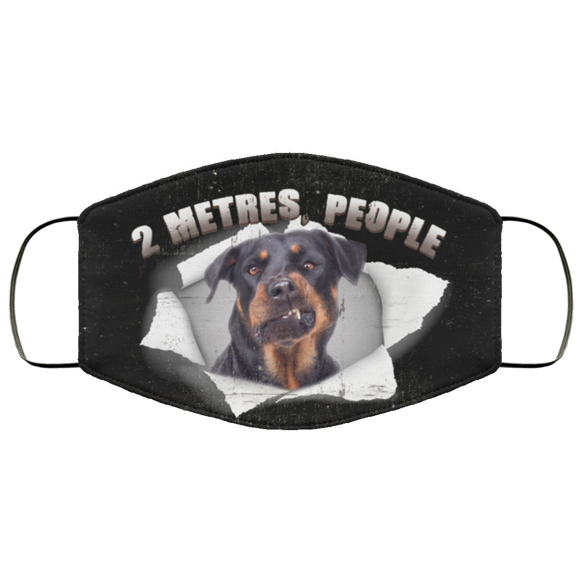 2 Metres People Funny Rottweiler Washable Reusable Custom - Rottweiler Printed Cloth Face Mask Cover, Black, Cloth Face Cover