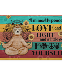 I'm Mostly Peace Love And Light A Little Go Fuck Yourself Wrapped Framed Canvas - Unframed Poster, White, 0.75'' Framed Canvas