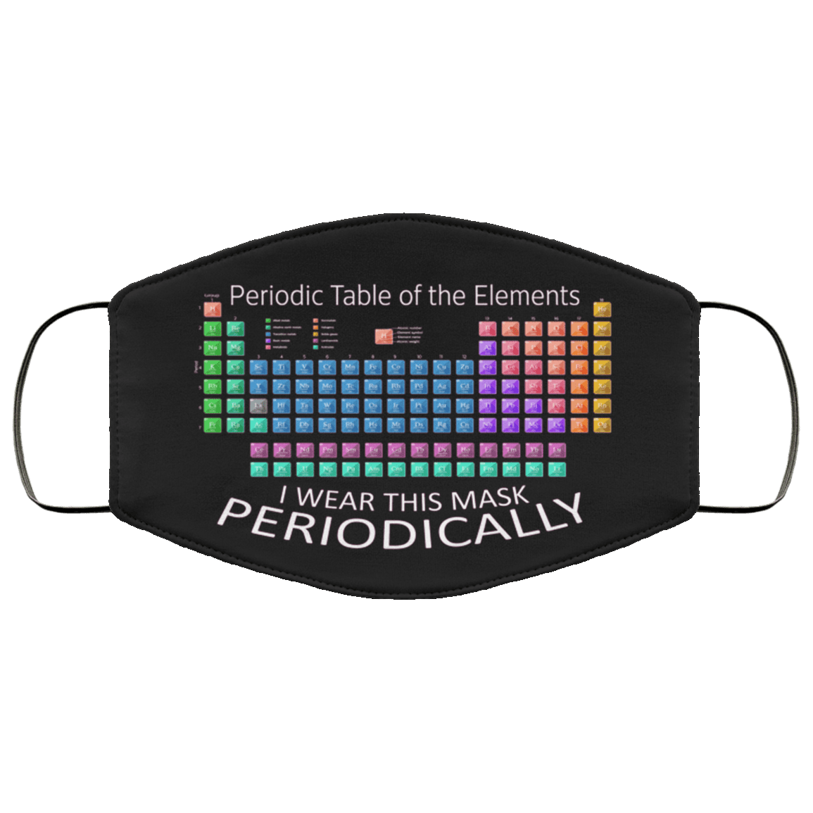 Periodic Table of the Elements I Wear This Mask Periodically Washable Reusable Custom - Printed Cloth Face Mask Cover, Black, Cloth Face Cover