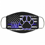Thin Blue Line K9 Police Dog Paws Back The Blue Washable Reusable Custom-Printed Cloth Face Mask Cover, White, Cloth Face Cover