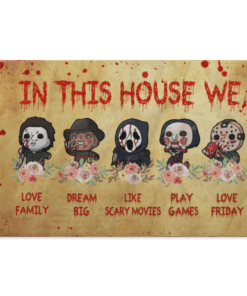 Horror Movies In This House We Love Family Dream Big Framed Canvas Prints - Halloween Movies Unframed Poster, White, 0.75'' Framed Canvas