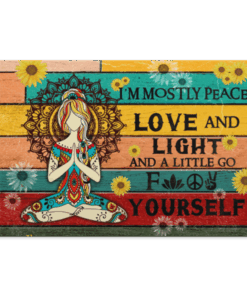 I'm Mostly Peace Love And Light and A Little Go Fck Yourself Framed Canvas Prints - Unframed Poster - Sunflower Canvas Art, White, 0.75'' Framed Canvas