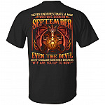 Never Underestimate A Man Who Was Born In September Even The Devil On My Shoulder Print On Back T-Shirt Only, Black, Unisex T-Shirt Never Underestimate A Man Who Was Born In September Even The Devil On My Shoulder Print On Back T-Shirt Only, Black, Unisex T-Shirt