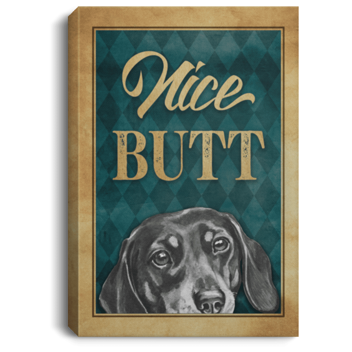 Nice Butt Framed Canvas - Unframed Poster - Funny Dachshund Decor, White, 0.75'' Framed Canvas