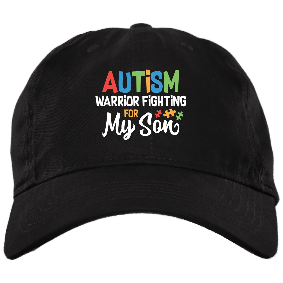 Autism Warrior Fighting For My Son Twill Cap – High-Profile Snapback Hat, Black, Brushed Twill Dad Cap