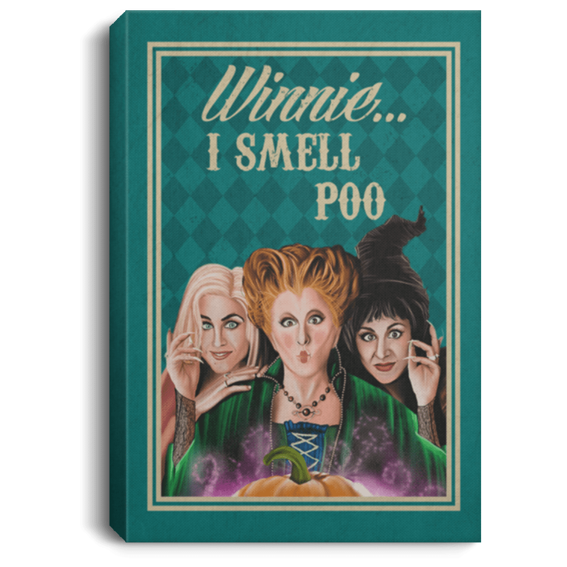 Winnie I Smell Poo Square Framed Canvas - Square Unframed Poster - Funny Restroom Hocus Posuc Decor, White, 0.75'' Framed Canvas
