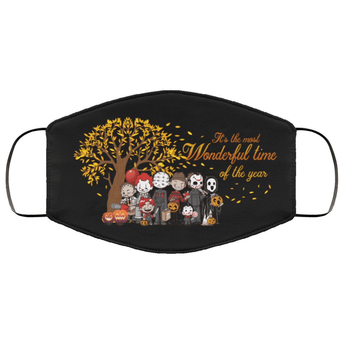 It's The Most Wonderful Of The Year Halloween Friends Horror Movies Creepy Characters Washable Reusable Custom - Printed Cloth Face Mask Cover, Black, Cloth Face Cover